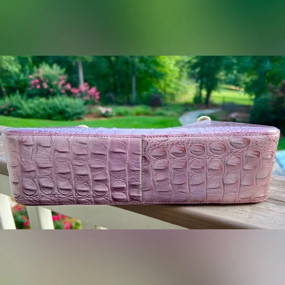 NWT Brahmin Croc-Embossed Leather Mod Esme Shoulder Bag, Mellow Rose! - Picture 6 of 8